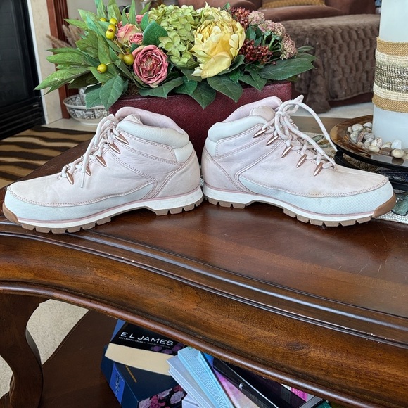 Timberland Euro Hiker Sprint Mid Light Pink Nubuck Leather Women's Boots Lace Up - Picture 9 of 15